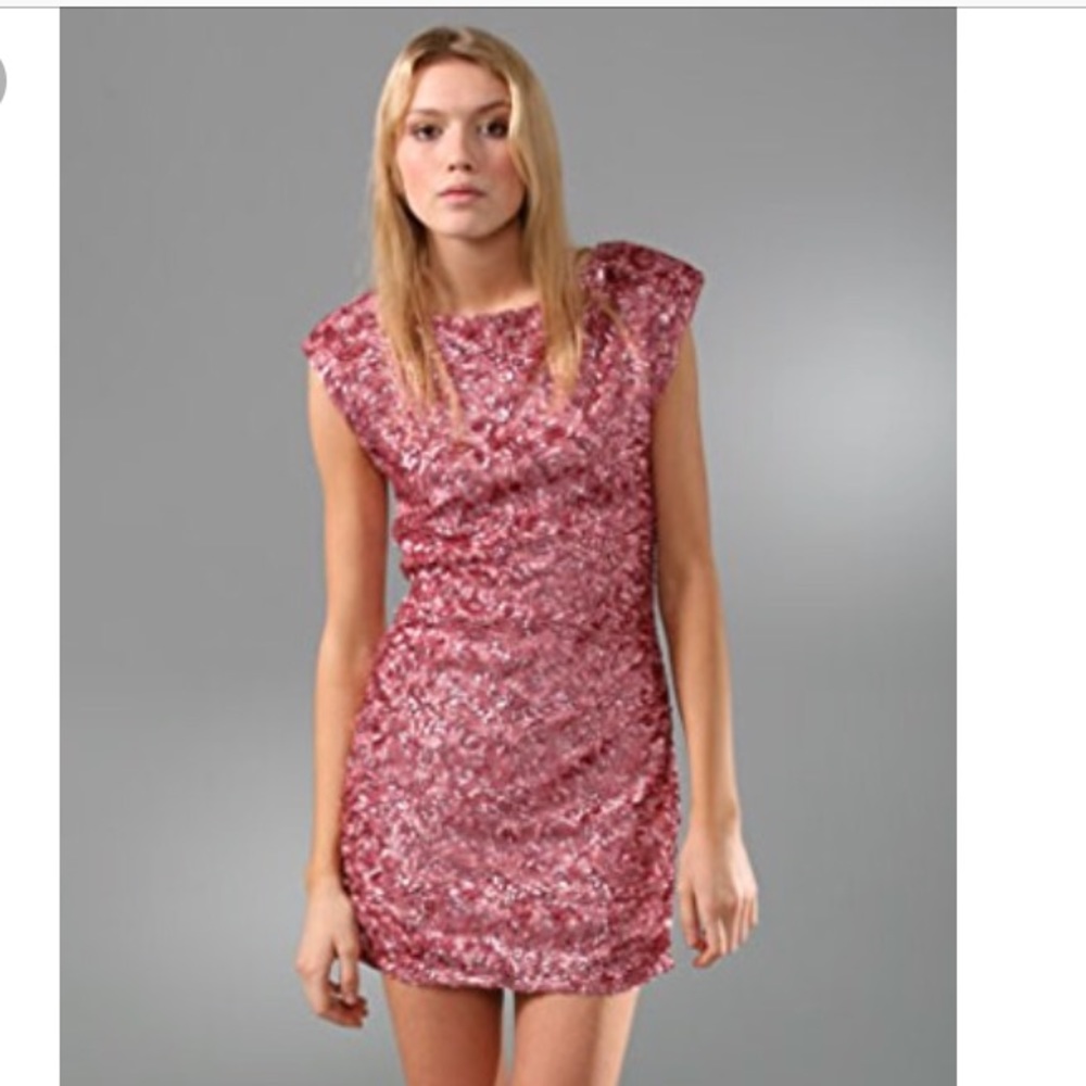 Alice + Olivia- XS Pink Sequin Keyhole Dress